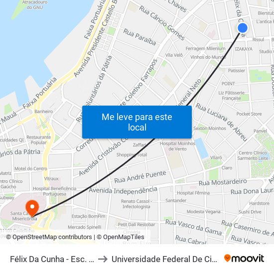 Félix Da Cunha - Esc. Irmão Pedro to Universidade Federal De Ciências Da Saúde map
