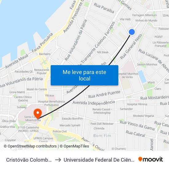 Cristóvão Colombo - Zaffari to Universidade Federal De Ciências Da Saúde map