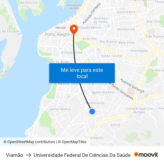 Viamão to Universidade Federal De Ciências Da Saúde map