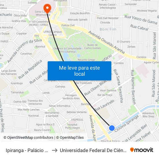 Ipiranga - Palácio Da Polícia to Universidade Federal De Ciências Da Saúde map