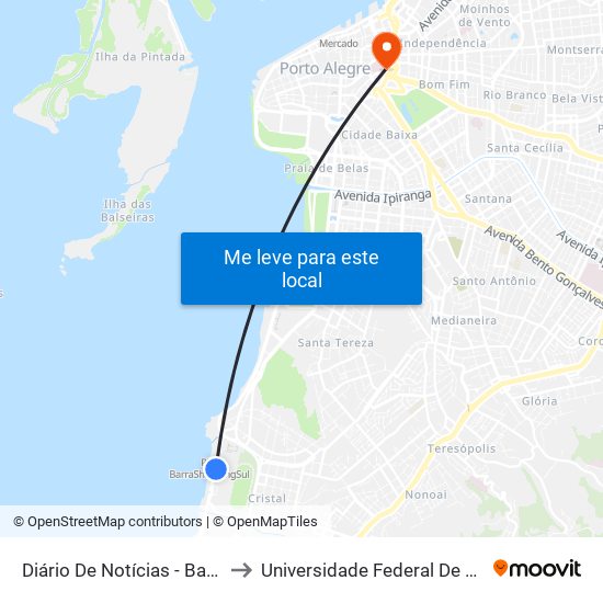 Diário De Notícias - Barra Shopping Sul to Universidade Federal De Ciências Da Saúde map