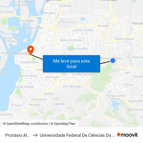 Protásio Alves to Universidade Federal De Ciências Da Saúde map