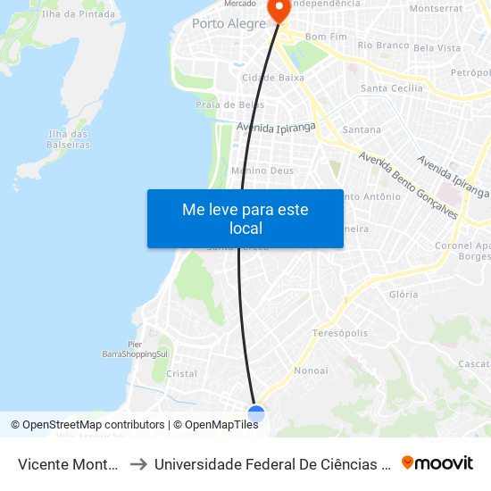 Vicente Monteggia to Universidade Federal De Ciências Da Saúde map