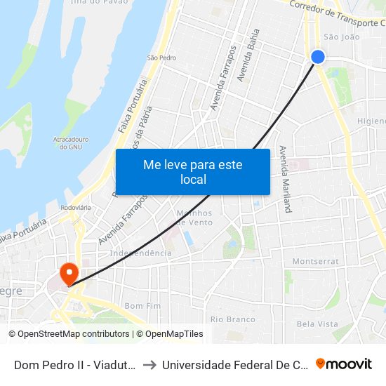 Dom Pedro II - Viaduto Utzig [Norte] to Universidade Federal De Ciências Da Saúde map