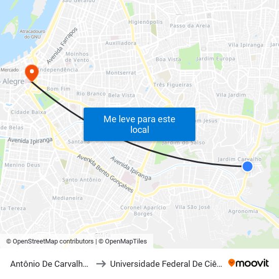 Antônio De Carvalho - Gauchão to Universidade Federal De Ciências Da Saúde map