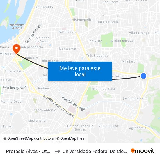 Protásio Alves - Otávio Santos to Universidade Federal De Ciências Da Saúde map