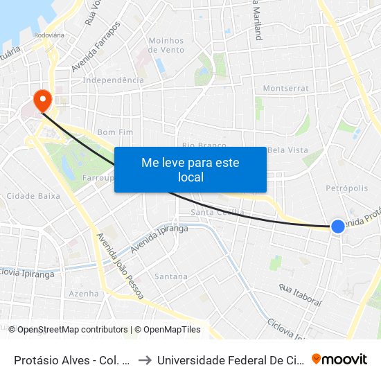 Protásio Alves - Col. Santa Inês Bc to Universidade Federal De Ciências Da Saúde map