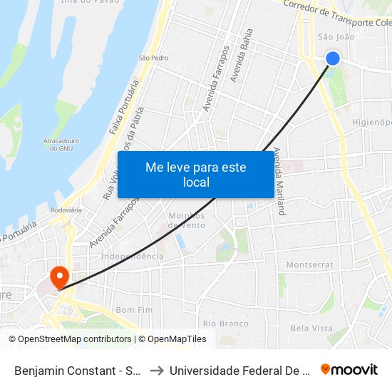 Benjamin Constant - São João [Centro] to Universidade Federal De Ciências Da Saúde map