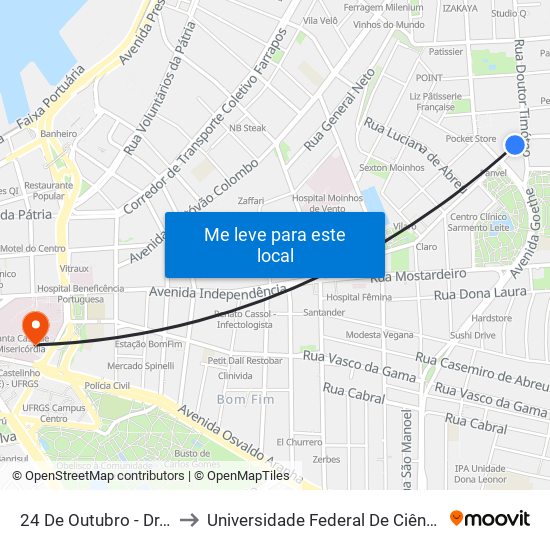 24 De Outubro - Dr. Timóteo to Universidade Federal De Ciências Da Saúde map