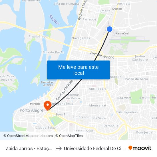 Zaida Jarros - Estação Aeroporto to Universidade Federal De Ciências Da Saúde map