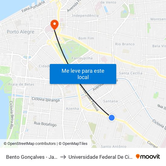 Bento Gonçalves - Jaime Telles Cb to Universidade Federal De Ciências Da Saúde map