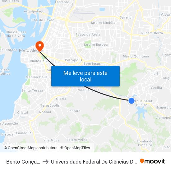 Bento Gonçalves to Universidade Federal De Ciências Da Saúde map