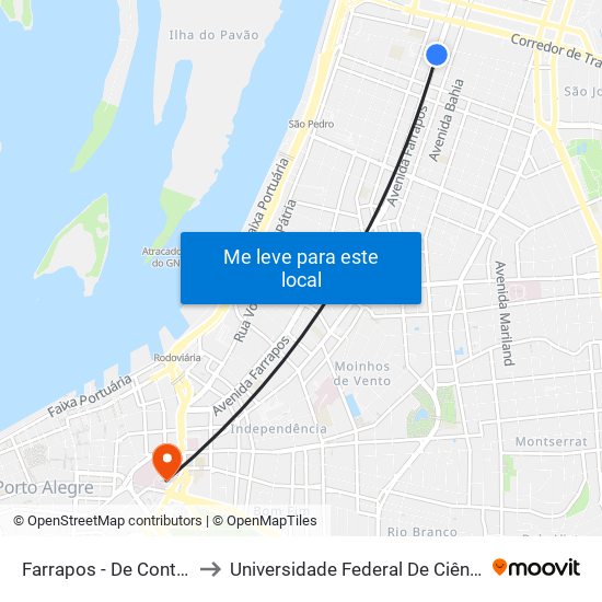 Farrapos - De Conto [Centro] to Universidade Federal De Ciências Da Saúde map