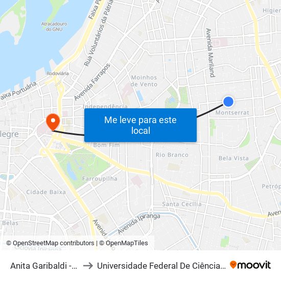 Anita Garibaldi - Zaffari to Universidade Federal De Ciências Da Saúde map