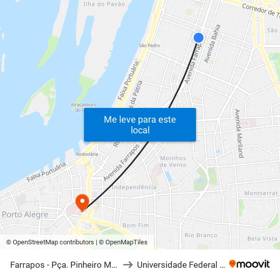 Farrapos - Pça. Pinheiro Machado (Fora Do Corredor) to Universidade Federal De Ciências Da Saúde map