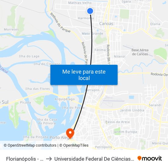 Florianópolis - Hpsc to Universidade Federal De Ciências Da Saúde map