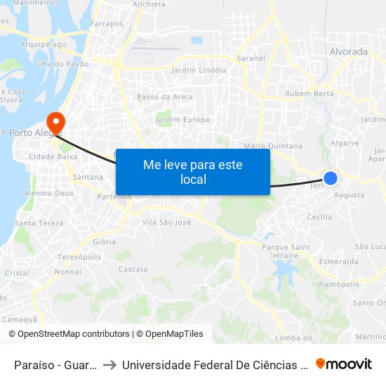 Paraíso - Guarapari to Universidade Federal De Ciências Da Saúde map