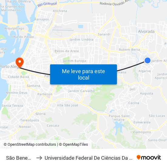 São Benedito to Universidade Federal De Ciências Da Saúde map