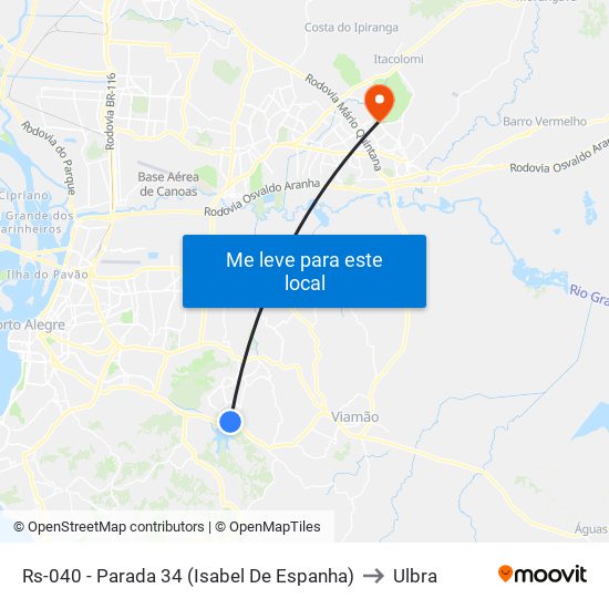 Rs-040 - Parada 34 (Isabel De Espanha) to Ulbra map