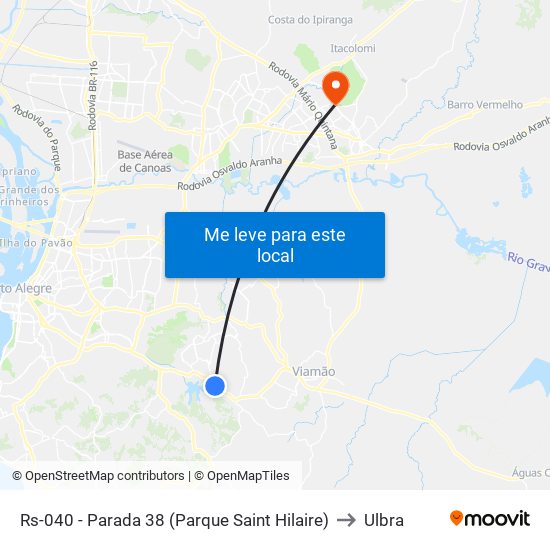 Rs-040 - Parada 38 (Parque Saint Hilaire) to Ulbra map