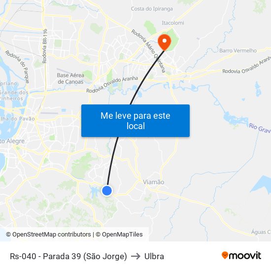 Rs-040 - Parada 39 (São Jorge) to Ulbra map