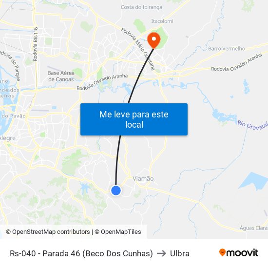 Rs-040 - Parada 46 (Beco Dos Cunhas) to Ulbra map