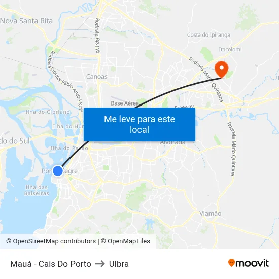 Mauá - Cais Do Porto to Ulbra map