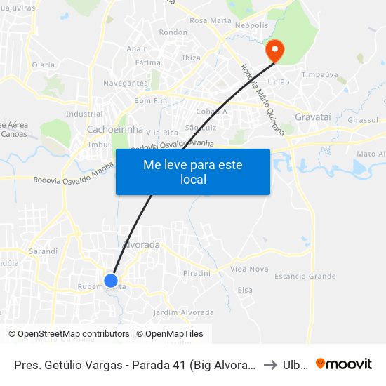 Pres. Getúlio Vargas - Parada 41 (Big Alvorada) to Ulbra map