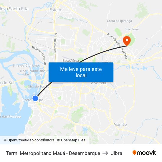 Term. Metropolitano Mauá - Desembarque to Ulbra map