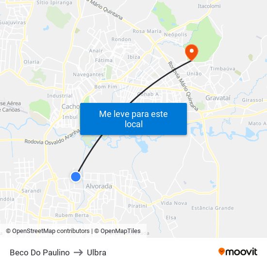 Beco Do Paulino to Ulbra map