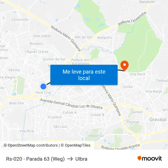 Rs-020 - Parada 63 (Weg) to Ulbra map