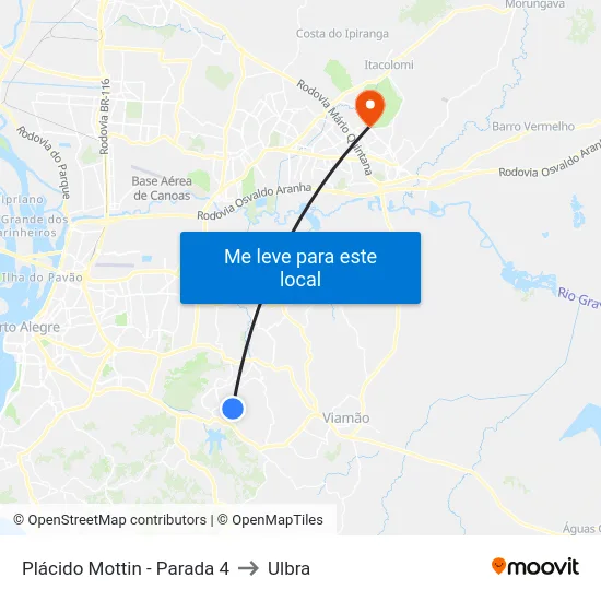 Plácido Mottin - Parada 4 to Ulbra map