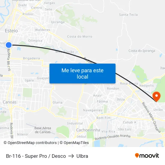 Br-116 - Super Pro / Desco to Ulbra map