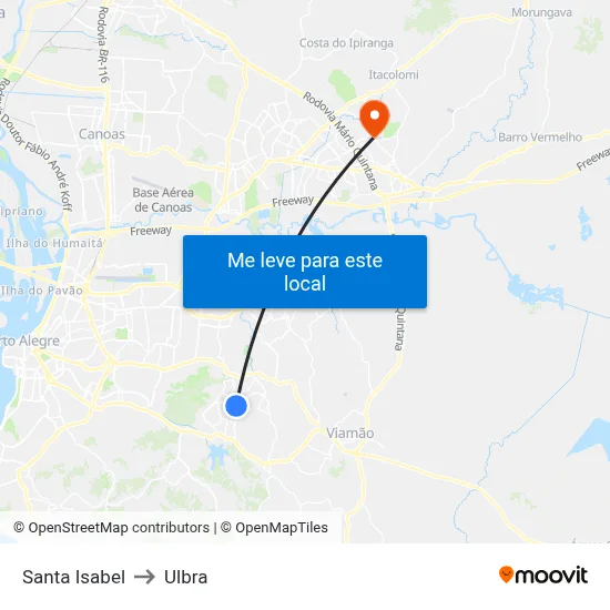Santa Isabel to Ulbra map