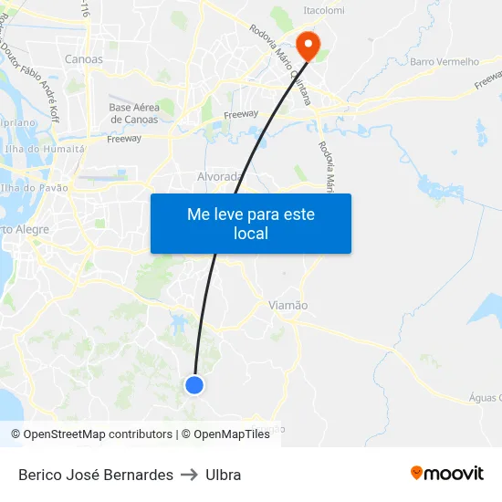 Berico José Bernardes to Ulbra map
