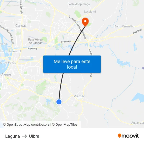 Laguna to Ulbra map