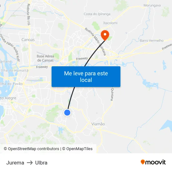 Jurema to Ulbra map