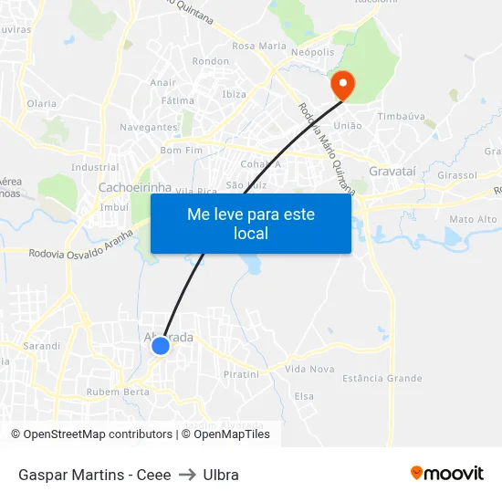 Gaspar Martins - Ceee to Ulbra map