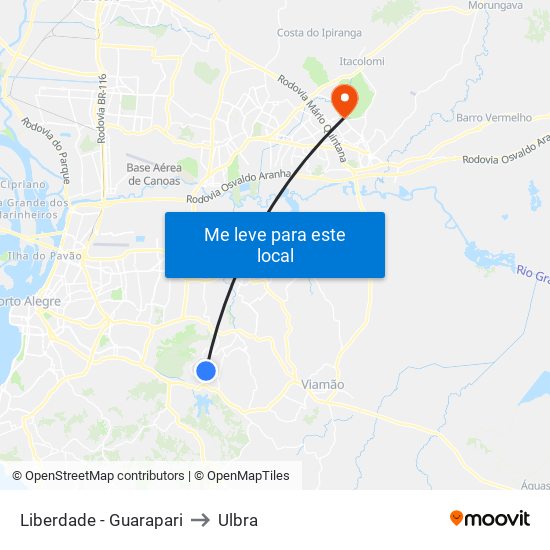 Liberdade - Guarapari to Ulbra map