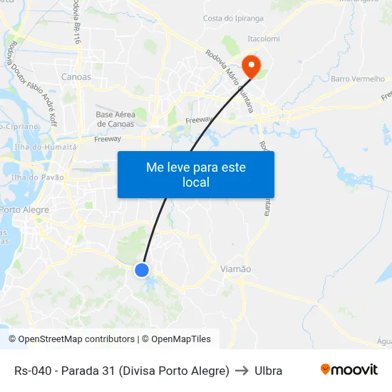 Rs-040 - Parada 31 (Divisa Porto Alegre) to Ulbra map