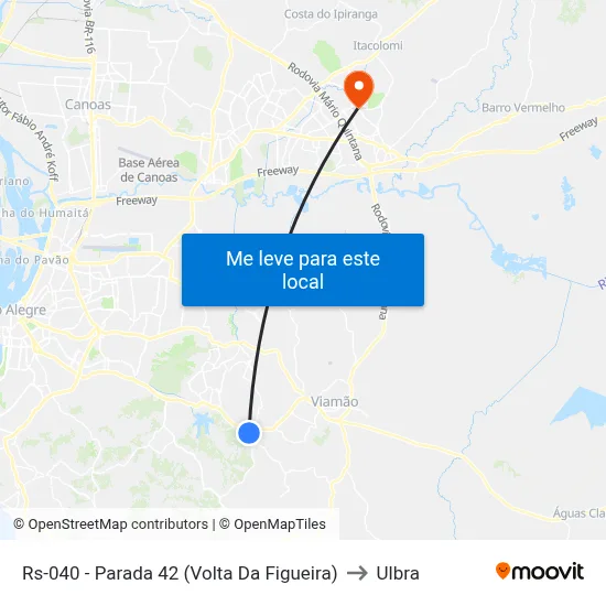 Rs-040 - Parada 42 (Volta Da Figueira) to Ulbra map