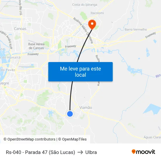 Rs-040 - Parada 47 (São Lucas) to Ulbra map