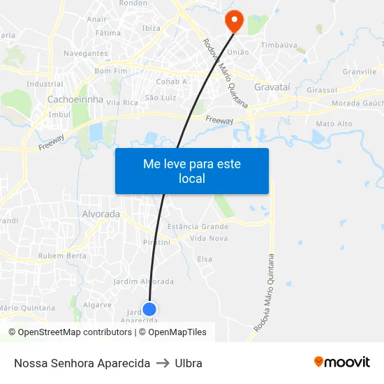 Nossa Senhora Aparecida to Ulbra map