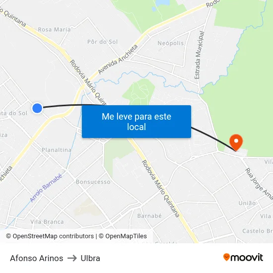 Afonso Arinos to Ulbra map