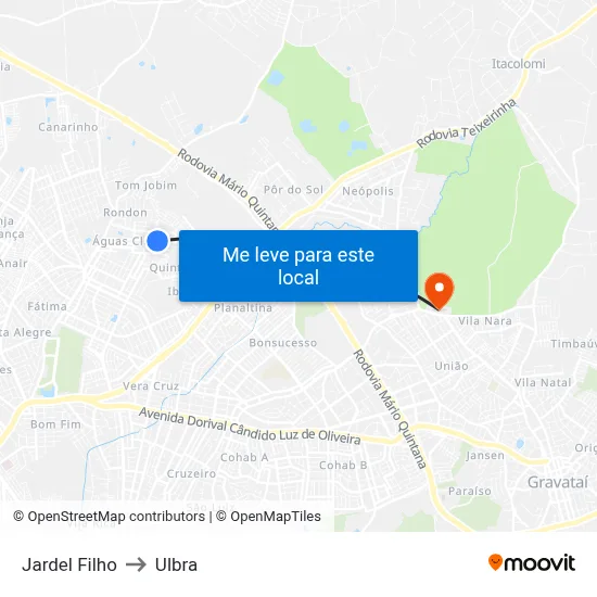 Jardel Filho to Ulbra map