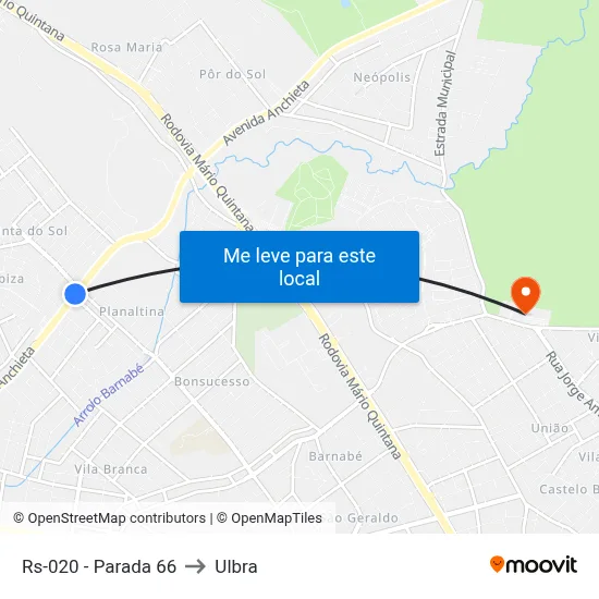 Rs-020 - Parada 66 to Ulbra map