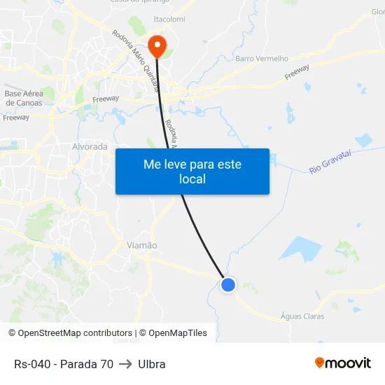 Rs-040 - Parada 70 to Ulbra map