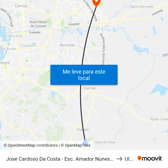 José Cardoso Da Costa - Esc. Amador Nunes Da Rocha to Ulbra map