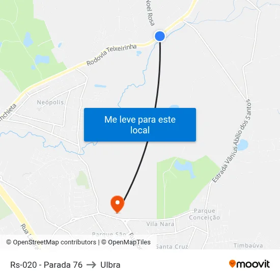 Rs-020 - Parada 76 to Ulbra map