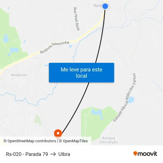 Rs-020 - Parada 79 to Ulbra map